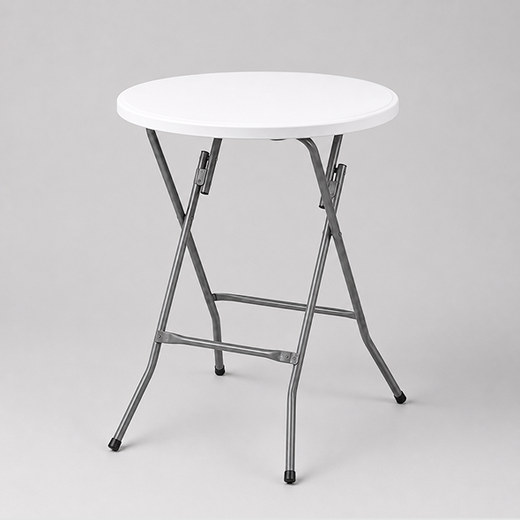 White round bar-height folding table